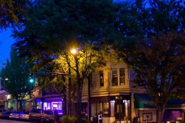 Downtown Athens Night Streetscape