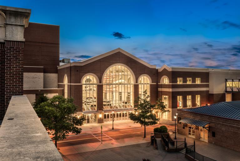 The Classic Center Atrium Exterior Evening