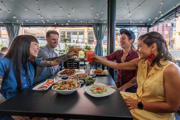 Couples Toasting at Chuck's Fish