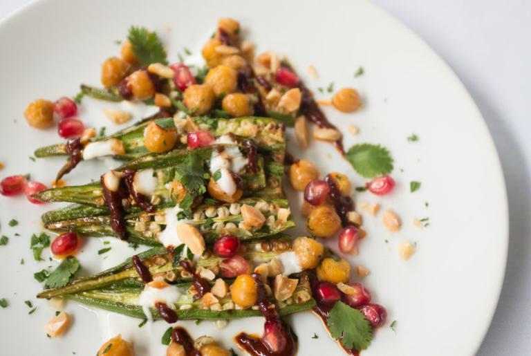 Okra and Chickpeas at The National Restaurant, Athens GA