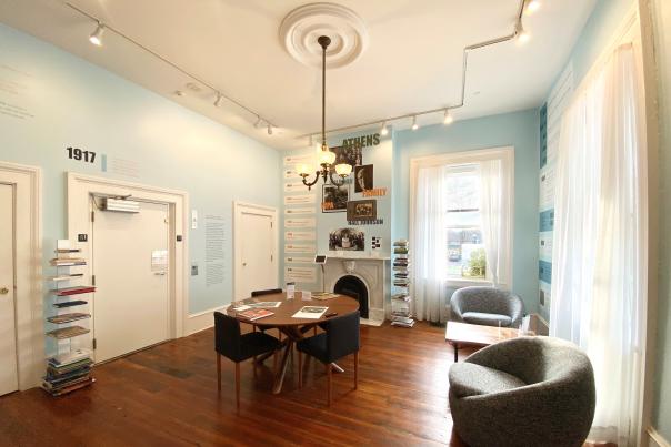 the photo shows an exhibit at the Ware-Lyndon House Museum.